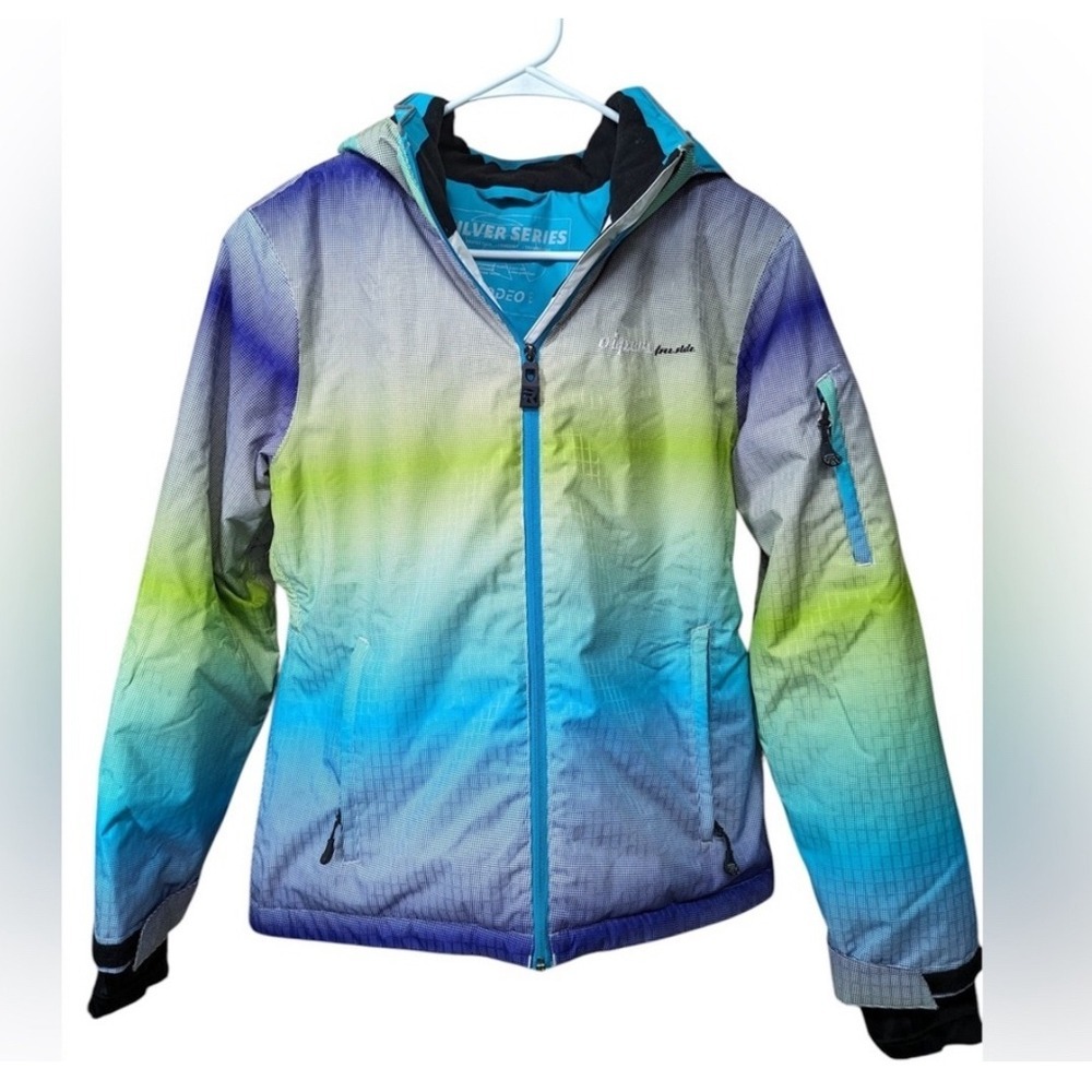Rodeo Silver Series Women's Ski Snowboard Jacket Size S Ombre Purple Green‎ Blue